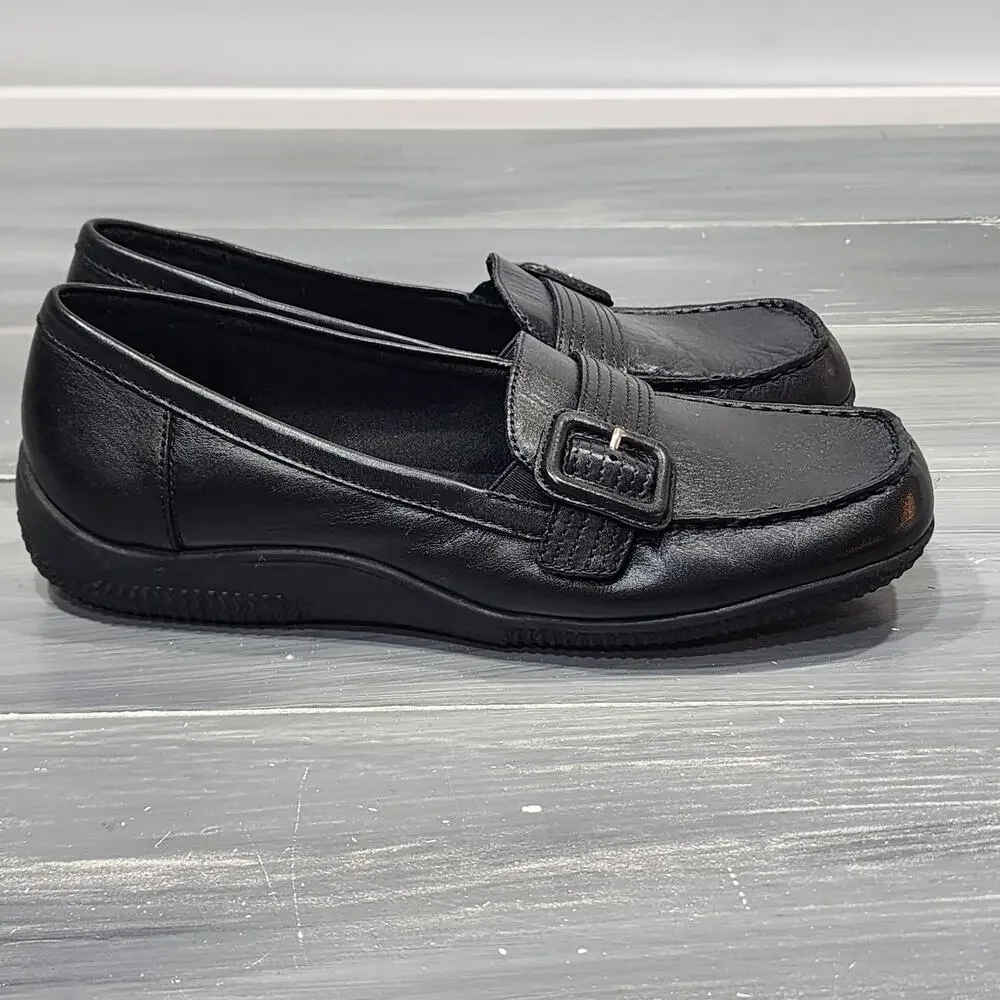 Walking Cradle Leather Loafers Comfort Shoes Black‎ Size 9 B Buckle Detail